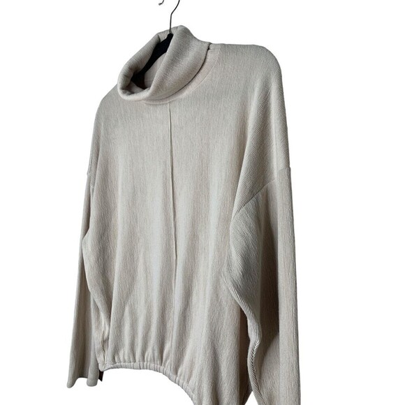 Zara Cowl Neck Off White Cropped Top Long Sleeve Knit Blouse Women's Size Small - Picture 2 of 6